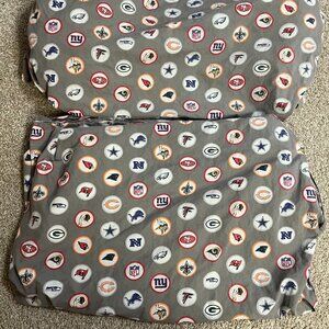 Pottery Barn Teen Twin Flat & XL Twin Fitted Sheet Gray NFL Football Logos Print